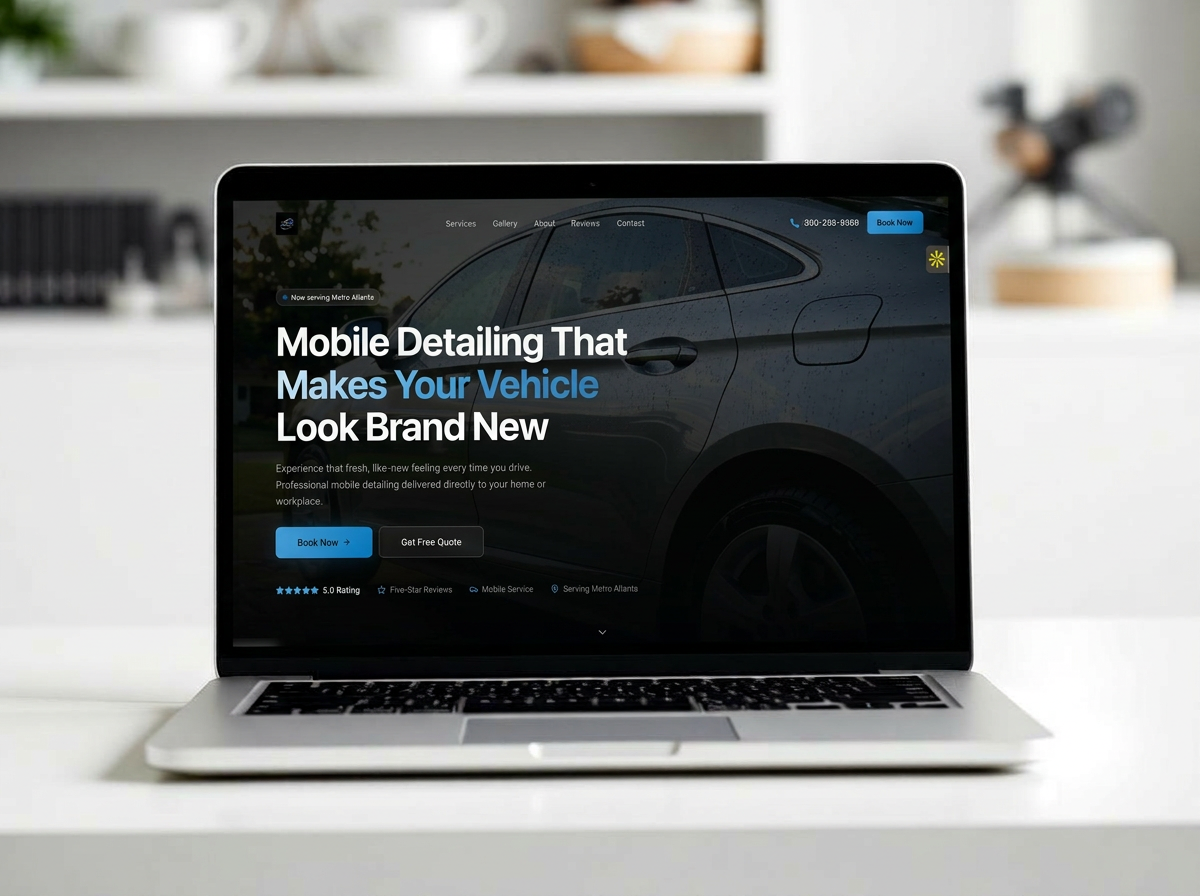 Mirror Finish Detailing — Auto Detailing website mockup